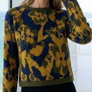 $365 RAMY BROOK Sandi Floral Sweater bell sleeves bold floral
